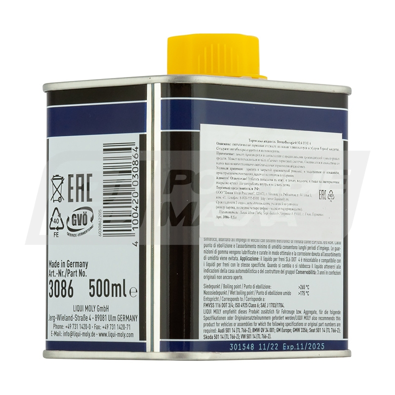 LIQUI MOLY Bremsflussigkeit SL6 DOT 4, 500мл 3086
